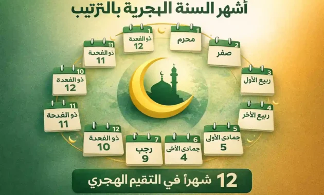 أشهر السنة الهجرية بالترتيب
